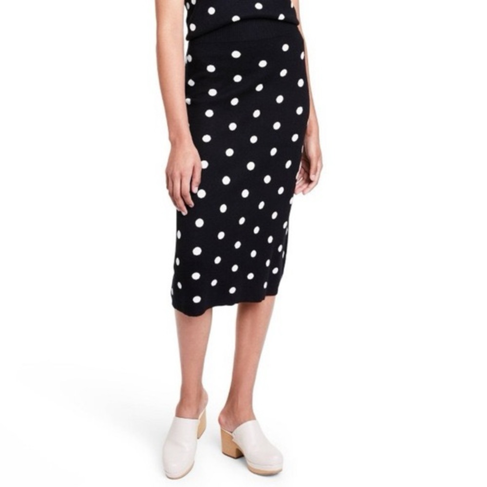 Victor Glemaud Black and White Polka Dot Knit Pencil Skirt